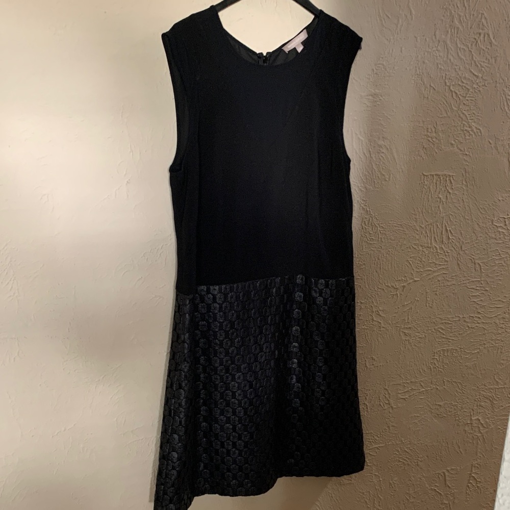Banana Republic Black Textured Sheer Back Dress
